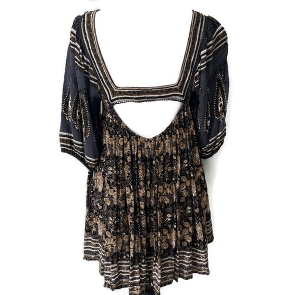 Free People Women's Rain or Shine Printed Dress Black sz S - Picture 5 of 6